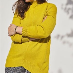 Anthropologie Crystal Tunic Chartreuse Sweater